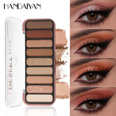 9-Color Eyeshadow Palette – Earth Tones with Velvet Matte & Sparkle Finishes, Blendable Colors for Natural to Smoky Makeup