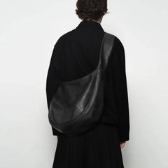 Tote Bag Vintage Style Men's Crossbody Bag PU Leather Large Capacity Shoulder Bag Large Size Pleated Tote Bag Daily