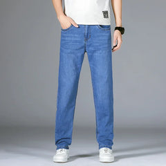 Man Pants Office Business Jeans Men Classic Blue Black Cotton Stretch Straight Denim Pants Male Brand Trousers