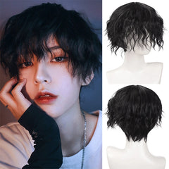 Synthetic Short Curly Boy Party Hair Wig Black Brown Natural Fake False Hair For Men Handsome Breathable Christmas Halloween