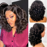 12A Raw Donor Human Hair Wigs 13x4 HD Lace Frontal 250% Density Unprocessed Vietnamese Double Drown Bouncy Wave Lace Frontal Wig