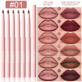 6pcs Lip Liner Pen Set Long-Lasting, Waterproof Sweatproof, Easy Coloring Non-fading Color Rendering Lip Gloss Set Beauty Makeup