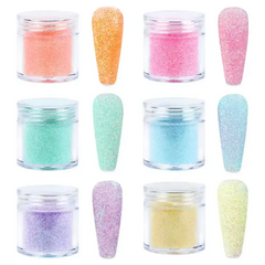 6 Colors Glitter Candy Sugar Sand Loosen Powder Dust Woolen Nail Art Powder 10ml Per Jar