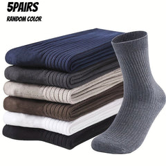 Men's Socks 5-Pair Set - Breathable and Soft, Suitable for All Seasons, Suitable for Casual Sports, Business Dress
