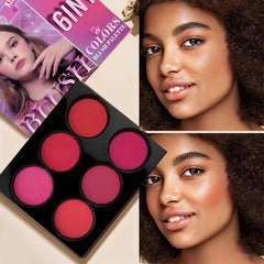 6-color Blush Makeup Palette Matte Waterproof Long-lasting Natural Good Complexion Easy To Use Eye Shadow Korean Facial Makeup