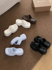 Women’s Platform Beach Slippers Stylish Square Toe