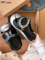 Women Slippers New Niche Punk Style Platform Clogs For Women Summer Outdoor Wear Versatile Anti Slip Toe Covered Slippers