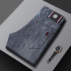 Men's Slim Fit Straight Leg Jeans European Style Versatile Business Casual Stretchy Long Pants