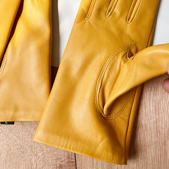 Women Men's Elegant Fashion Driving Gloves Genuine Real Leather Gloves Fashion Winter Autumn Short Mittens Warm velvet lined