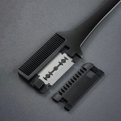 Hair Cutting Comb Black Handle Hair Brushes with Razor Blades Barber Scissors Hair Salon Thinning Hairdressing DIY Styling Tools