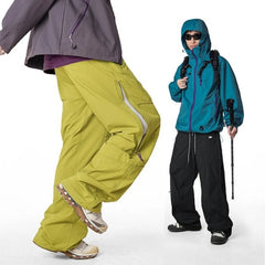 Men's Cargo Pants Summer Quick-Dry Waterproof Mountain Climbing Long Trousers with Side Zipper Pockets Elastic Waistband