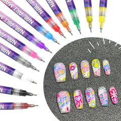 Nail art markers Customised specialised needle tube nail art pens Hand-drawn Outline Pen Acrylic paint pen set Acrylic paintbrus