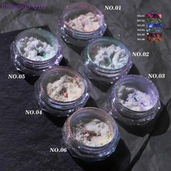 Nail Glitter Aurora Ice Transparent Laser Rainbow Mirror Gel Pigment Powder Chrome Nail Charm Gel Polish Art Decoration Supplies