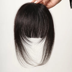 Natural Black Remy Human Hair Bangs Fringe Straight Human Hair Blunt Bangs for Women Hair Extension Human Hair Air Bangs Pieces