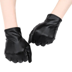 Men Women PU Mittens Gothic Punk Leather Gloves Black Gloves Dress Up Halloween Cosplay Hip-Hop Dance