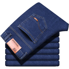Men's Fashion Business Jeans Classic Style Casual Stretch Slim Fit Male Denim Trousers Black Blue Brand Jeans Pants