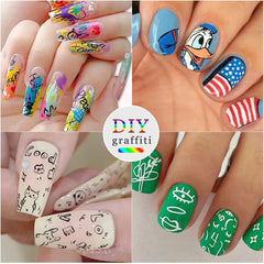 Nail Art Graffiti Pen Waterproof Acrylic Nail Paint Pen 3D Abstract Design Quick Drying Professional Nail Drawing Pencil