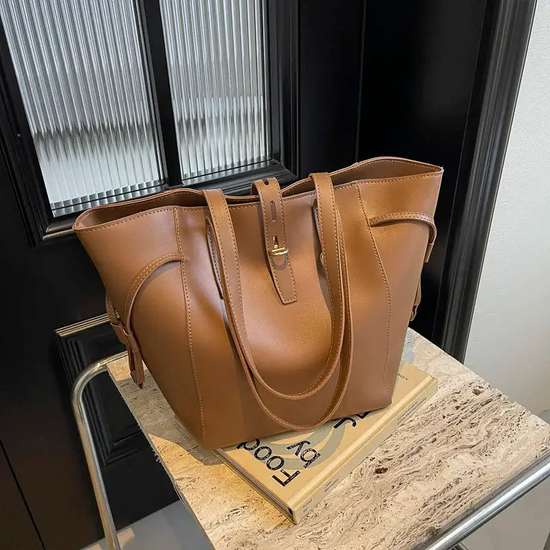Luxury Leather Tote Handbag Large Capacity Briefcase