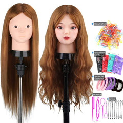 85% Real Human Hair Mannequin Head Without Make-up Professional Hairdressing Training Head For Hair Styling Braid Curl Cut DIY