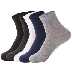 Men's Basic Mid-Calf Socks, 6 Pairs in a Pack, Black, White, Gray, Navy Blue Versatile Color Scheme, Breathable and Durable Fabric, High Elasticity Without Constricting the Feet, Essential for Commuting and Sports, Holiday Gi
