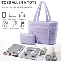 Lightweight Puffy Tote Bag for Women Compartments