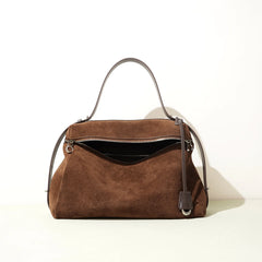 Premium Handbag 2025 Fall Winter Suede Leather Boston Bag Shoulder Crossbody Bag Women Minimalist Commuting Trendy Versatile Bag