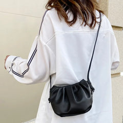 Women's Premium Shoulder Bag New Fashion Niche Design Messenger Bag Female Wild Western Style Female Pleated Bag Mini Cloud Bag