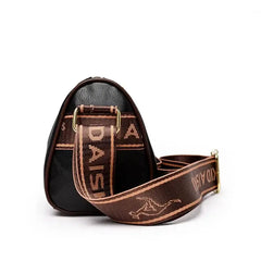 women's leather crossbody handbag featuring a stylish design and adjustable strap in black with logo detailing.