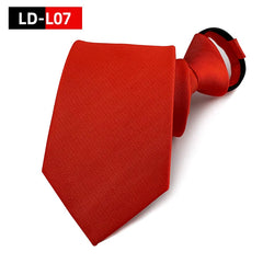 New Fashion 8cm Orange White Zipper Ties for Men Silk Solid Necktie for Business Office Gift Men's Tie Pre Knotting