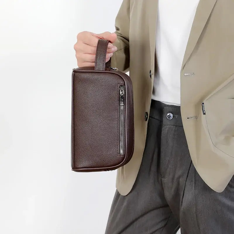 Mens Business Leather Clutch Bag Soft PU Wallet Style