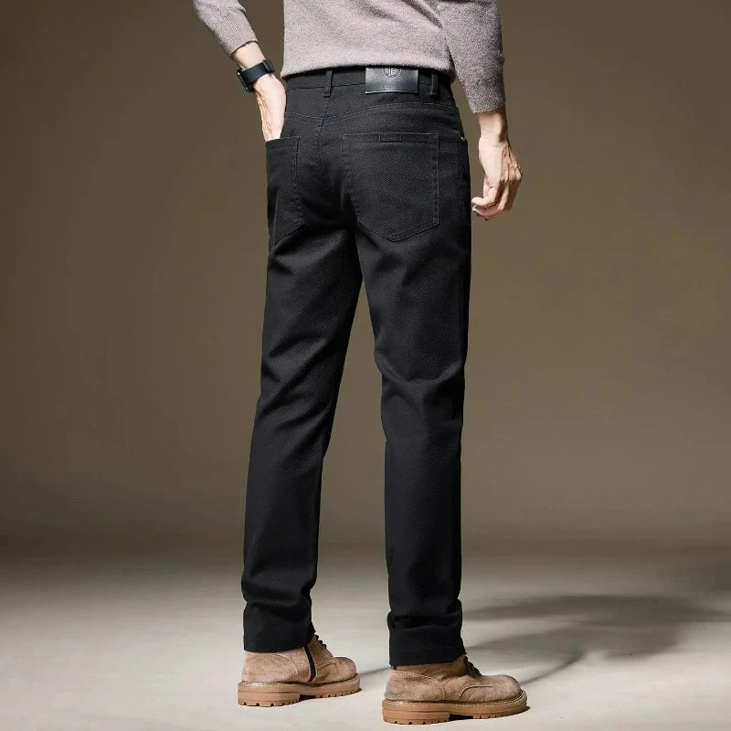 Mens Casual Cotton Pants Straight Business Work Trousers