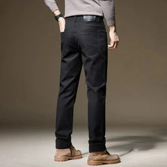 Mens Casual Cotton Pants Straight Business Work Trousers