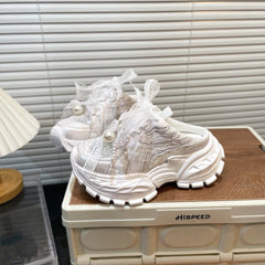 Pearl Lace Bow Baby Girl Daddy Shoes