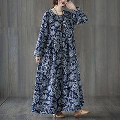 Plus Size Oversized Print Long-sleeve Dress Women