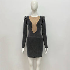 Sexy Rhinestone Bandage One-piece Dress Cross Border Foreign Trade Sexy Tight