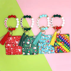 Christmas Card Holder Silicone Wrist Bracelet Keychain