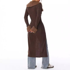 Vintage Rib Knitted Flannel Textured Lace-up Cardigan