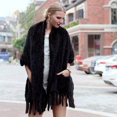 Women's Mink Hair Woven Long Thickened Fur Scarf Fashionable Warm Scarf