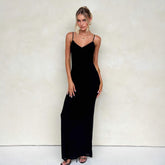 Slim-fit Contrast Colors Backless Sling Dress