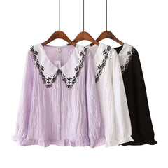 Women's Blouse With Fat And Western Style Long-sleeved Shirt