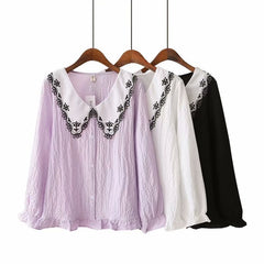 Women's Blouse With Fat And Western Style Long-sleeved Shirt