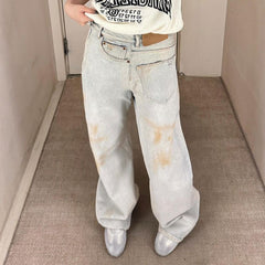 American Retro Plus Size Stitching Jeans For Women