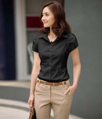 White Shirt Women's Short-sleeved Business Wear Summer Cotton White Shirt