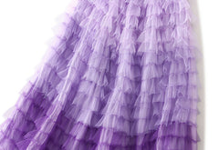 Gradient Color Net Yarn Cake Skirt Multi-level Swing