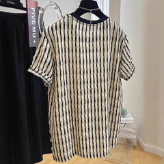 Men's Casual Loose Textile Short Sleeve Stripes
