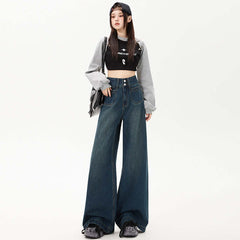 New Simple High Waist Casual Straight-leg Jeans For Women
