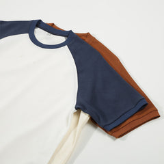 Contrast Color Waffle Plus Size Short Sleeve