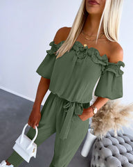 Women's Summer New Off Shoulder Jumpsuits Suit