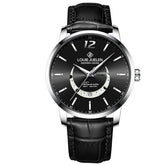 Master Moon Phase Luminous Waterproof Wrist Watch Men's Fashion Genuine Leather Strap Quartz Watch
