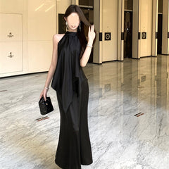 Beautiful Halter Satin Top And Skirt Two-piece Set